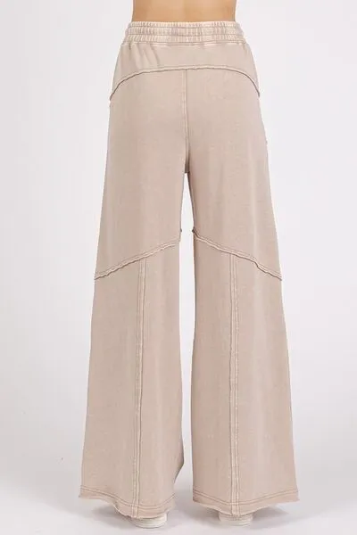 Hazel Blues® |  Mittoshop Asymmetric Seam Mineral Wash Elastic Waist Pants