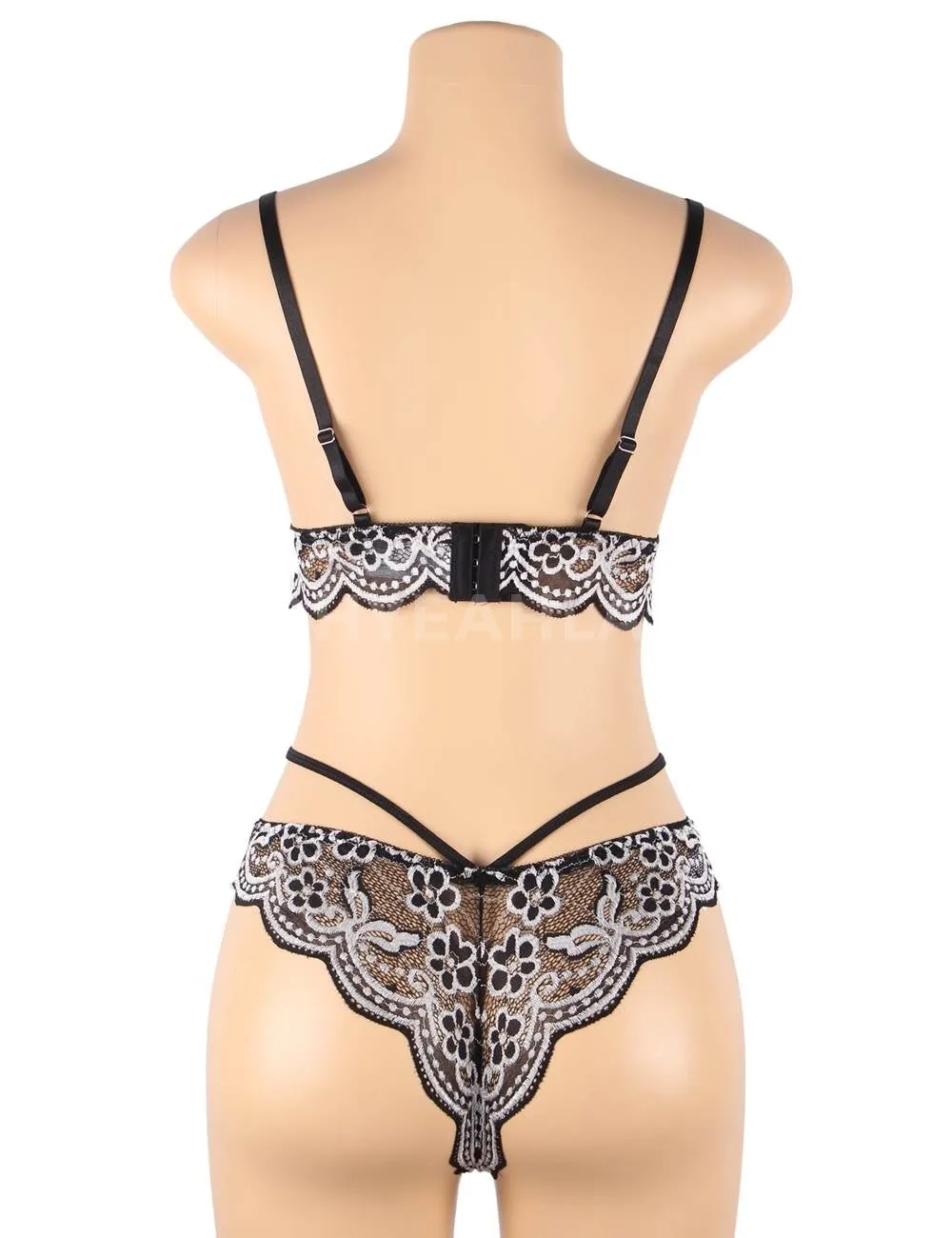 High Quality Lace Cross Strap Decoration Sexy Bra Set