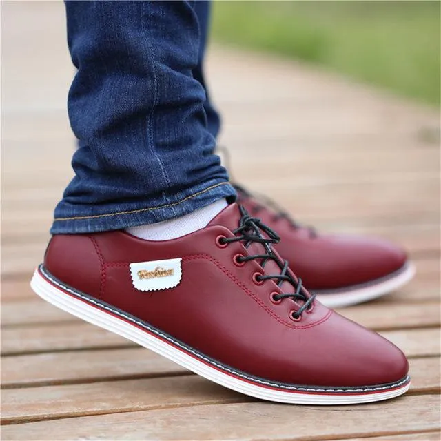 Hot Men's PU Leather Business Loafers Walking Footwear Tenis Feminino Outdoor Breathable Sneakers