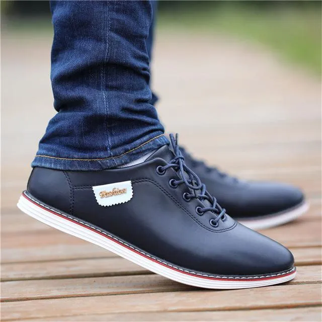 Hot Men's PU Leather Business Loafers Walking Footwear Tenis Feminino Outdoor Breathable Sneakers