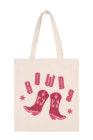 HOWDY BOOTS PRINT MINIMALIST FASHION TOTE BAG