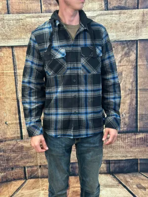 Howitzer "Ypres" Black and Blue Plaid Hooded Flannel