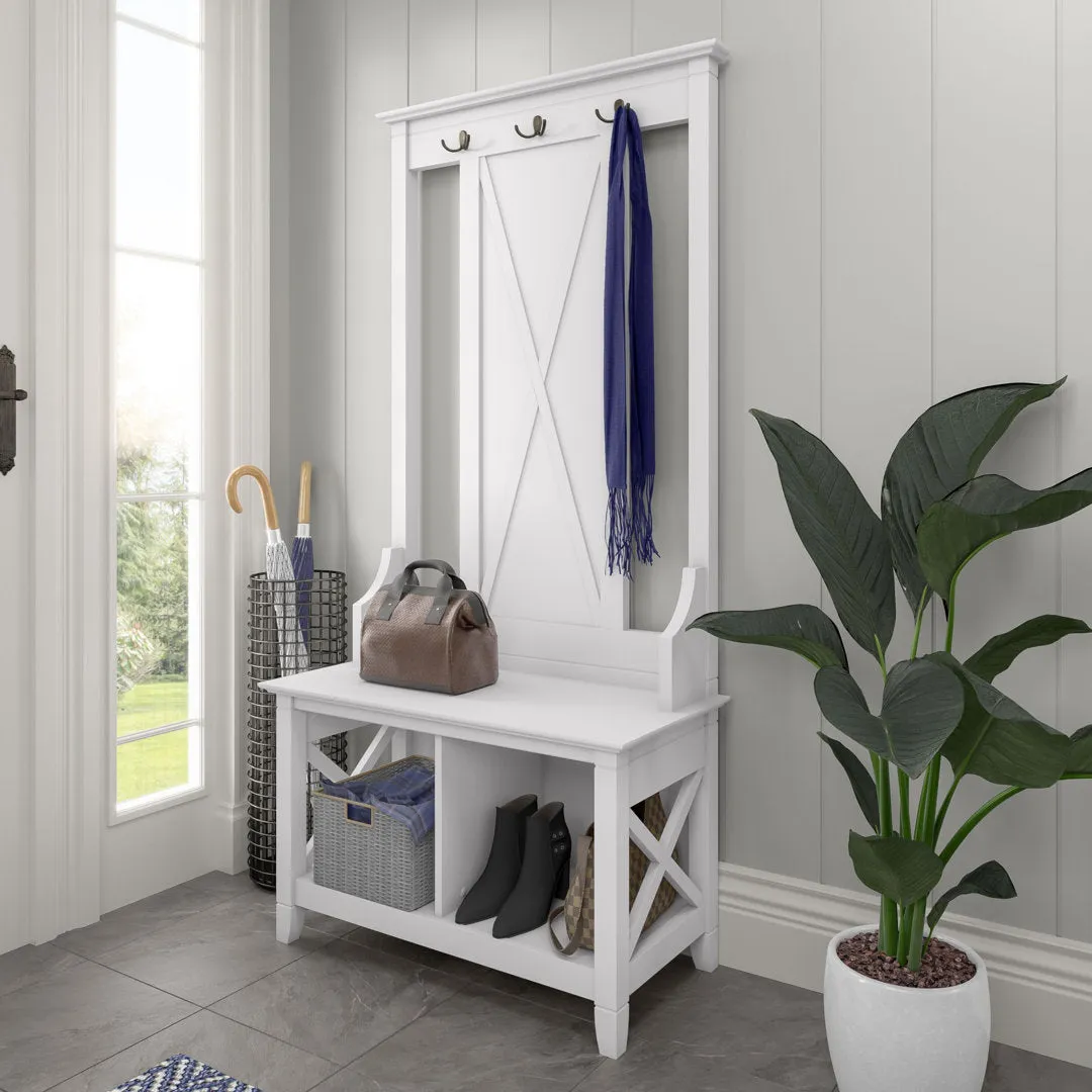 Huckins Hall Tree 32'' Wide with Bench and Shoe Storage Laurel Foundry Modern Farmhouse® Color: Pure White