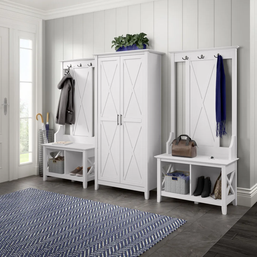 Huckins Hall Tree 32'' Wide with Bench and Shoe Storage Laurel Foundry Modern Farmhouse® Color: Pure White
