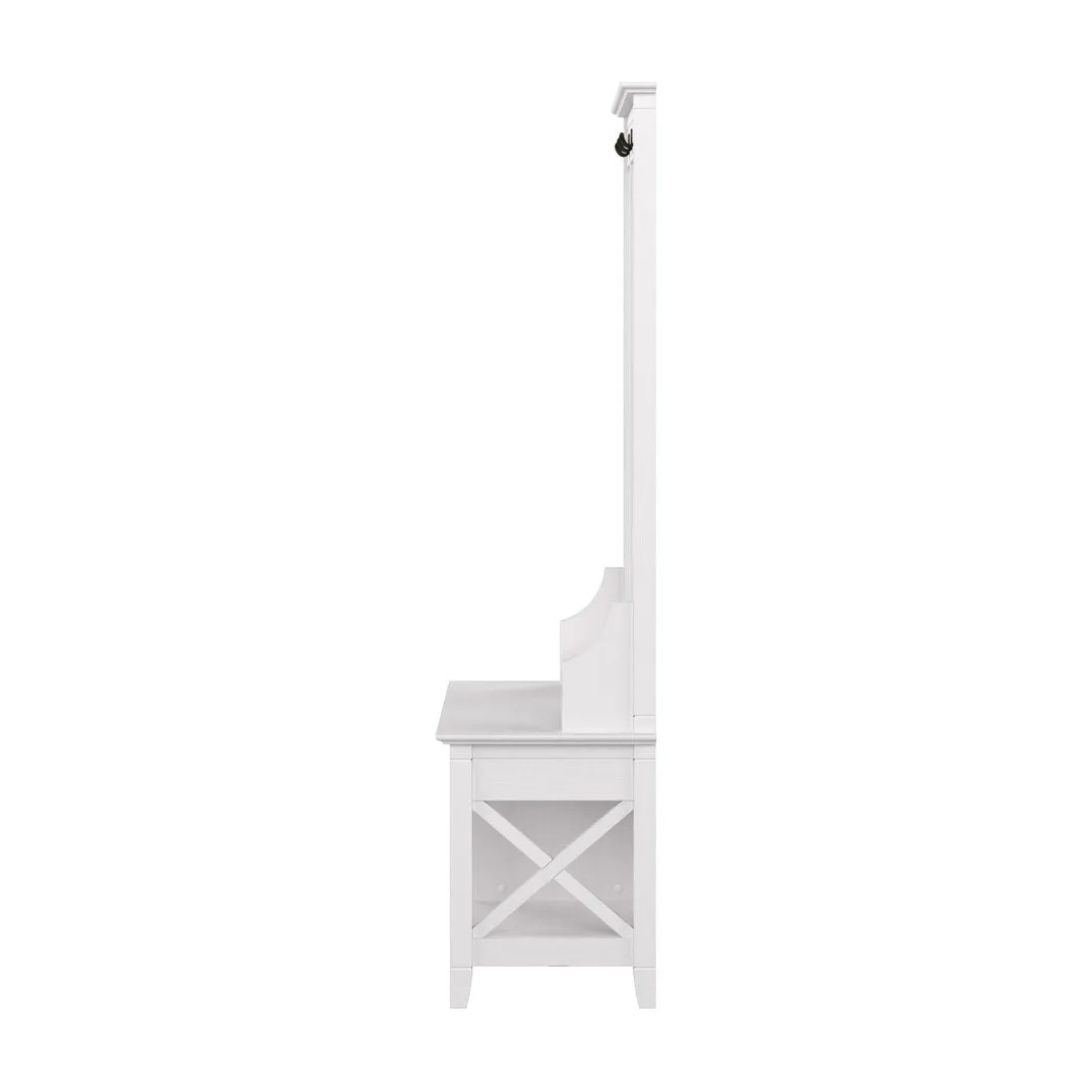 Huckins Hall Tree 32'' Wide with Bench and Shoe Storage Laurel Foundry Modern Farmhouse® Color: Pure White