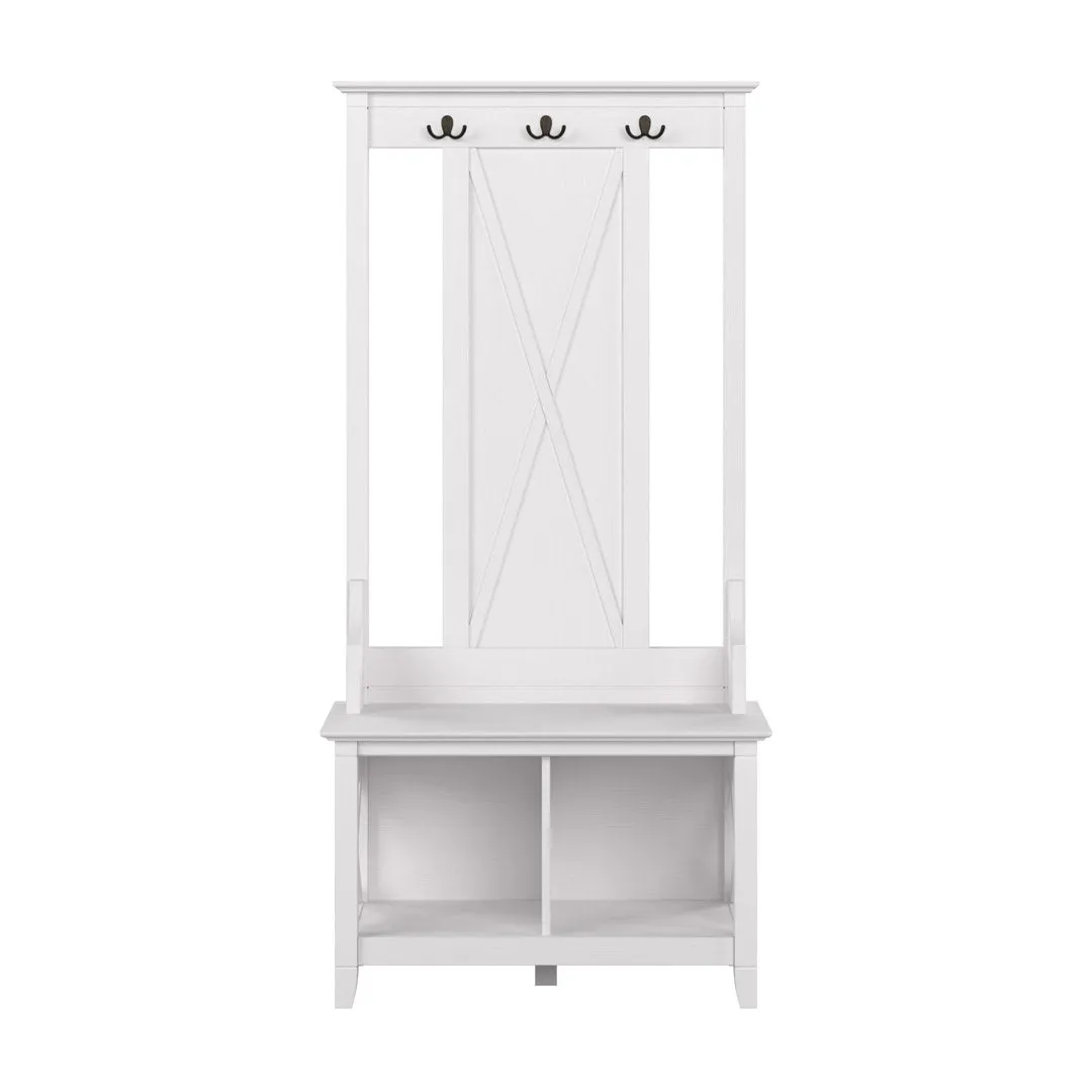 Huckins Hall Tree 32'' Wide with Bench and Shoe Storage Laurel Foundry Modern Farmhouse® Color: Pure White