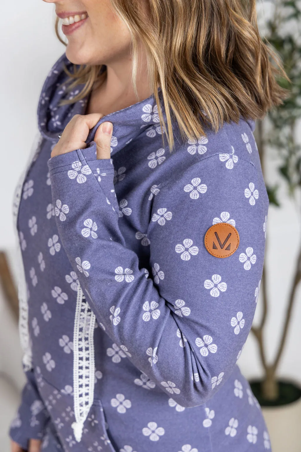 IN PRODUCTION Hailey Pullover Hoodie - Slate Purple Floral