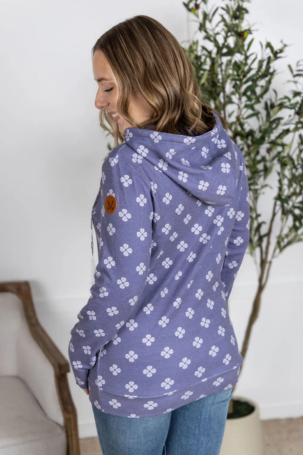IN PRODUCTION Hailey Pullover Hoodie - Slate Purple Floral