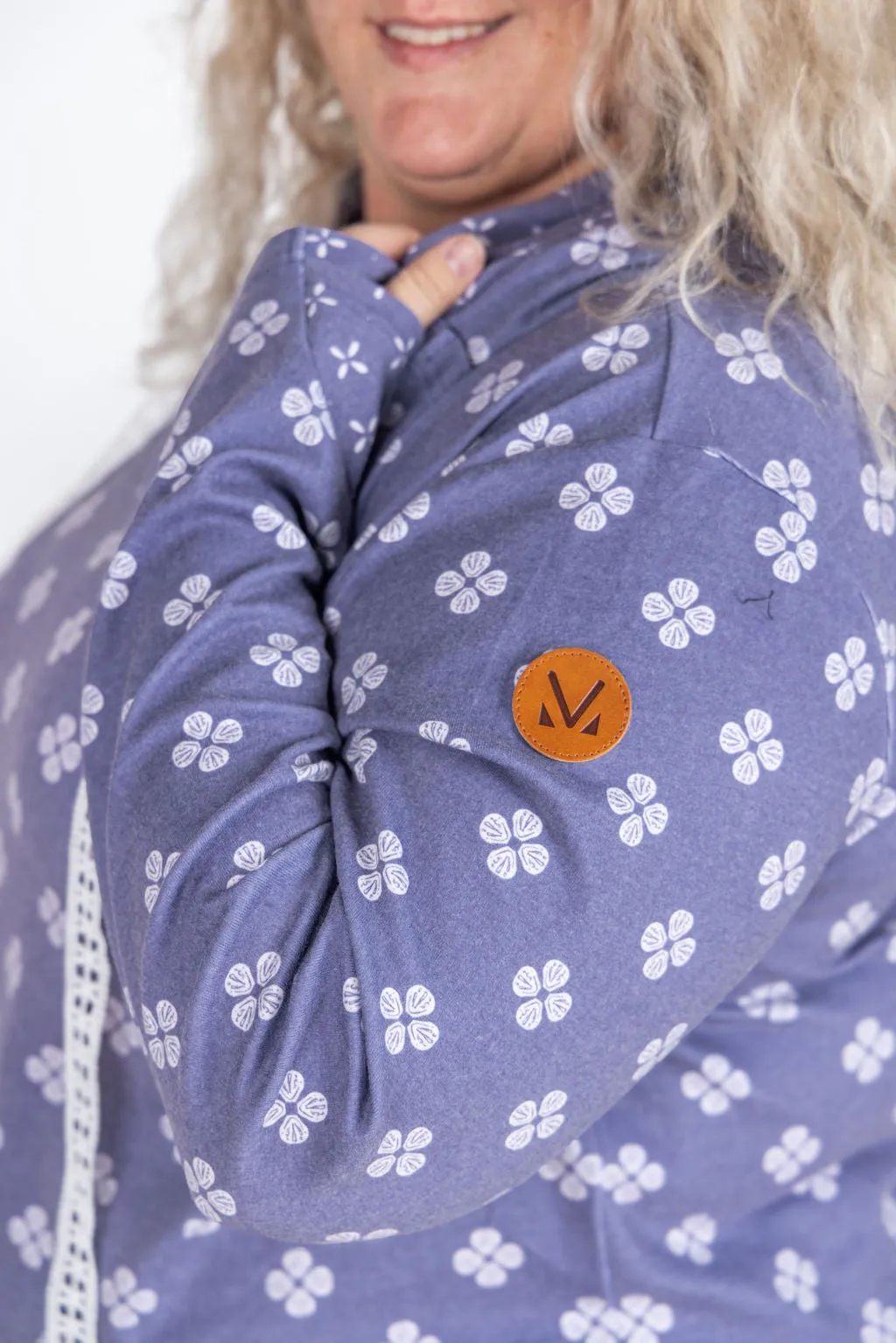 IN PRODUCTION Hailey Pullover Hoodie - Slate Purple Floral