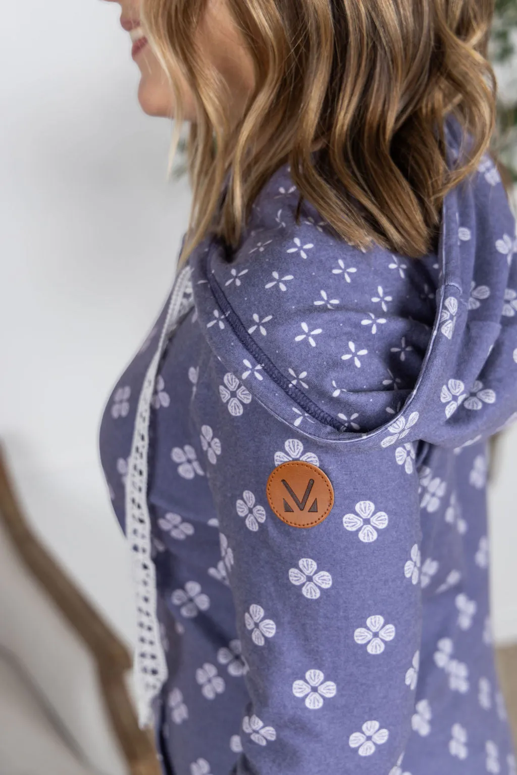 IN PRODUCTION Hailey Pullover Hoodie - Slate Purple Floral