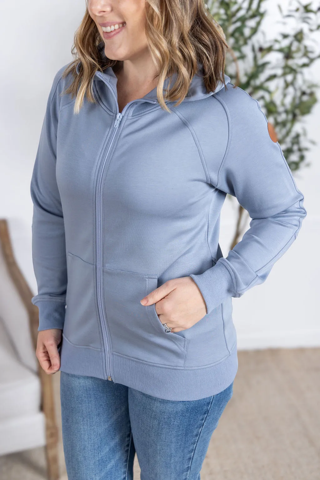 IN PRODUCTION Scuba FullZip Hoodie - Dusty Blue