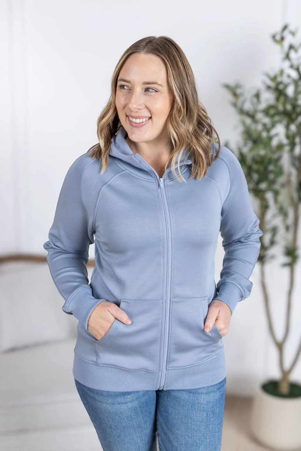 IN PRODUCTION Scuba FullZip Hoodie - Dusty Blue