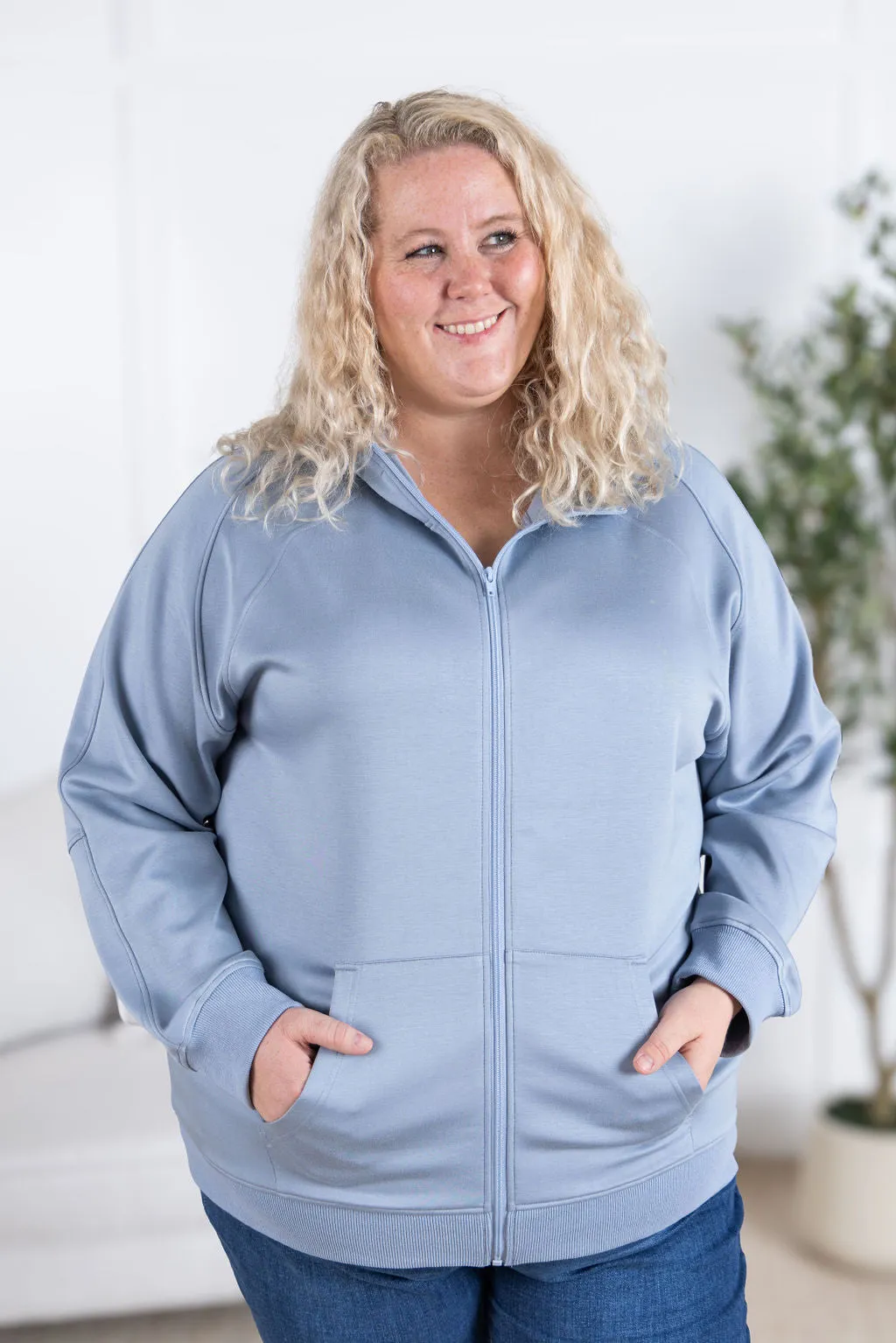 IN PRODUCTION Scuba FullZip Hoodie - Dusty Blue