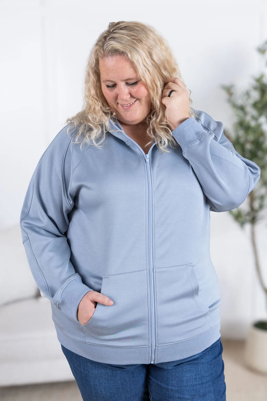 IN PRODUCTION Scuba FullZip Hoodie - Dusty Blue