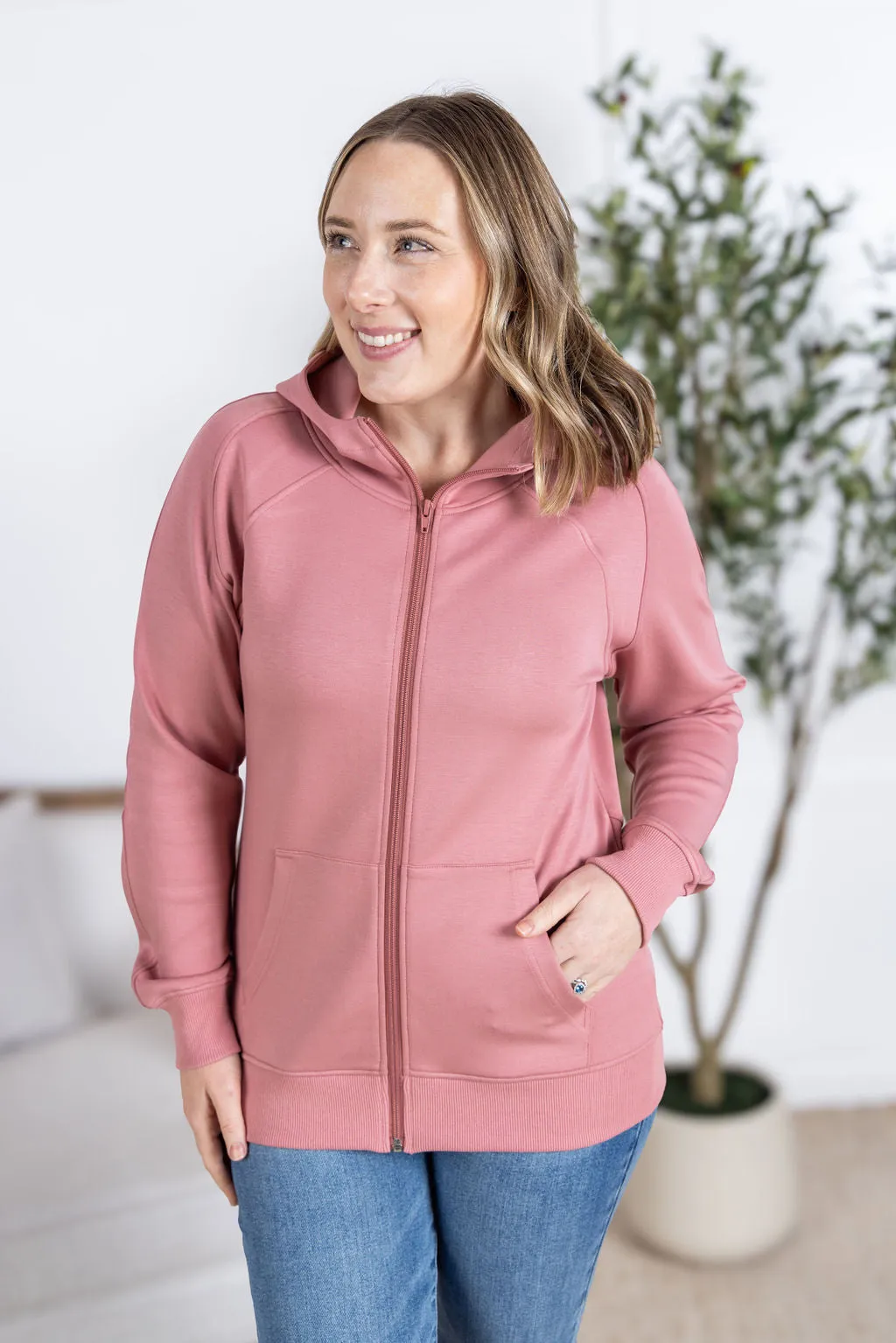 IN PRODUCTION Scuba FullZip Hoodie - Rose