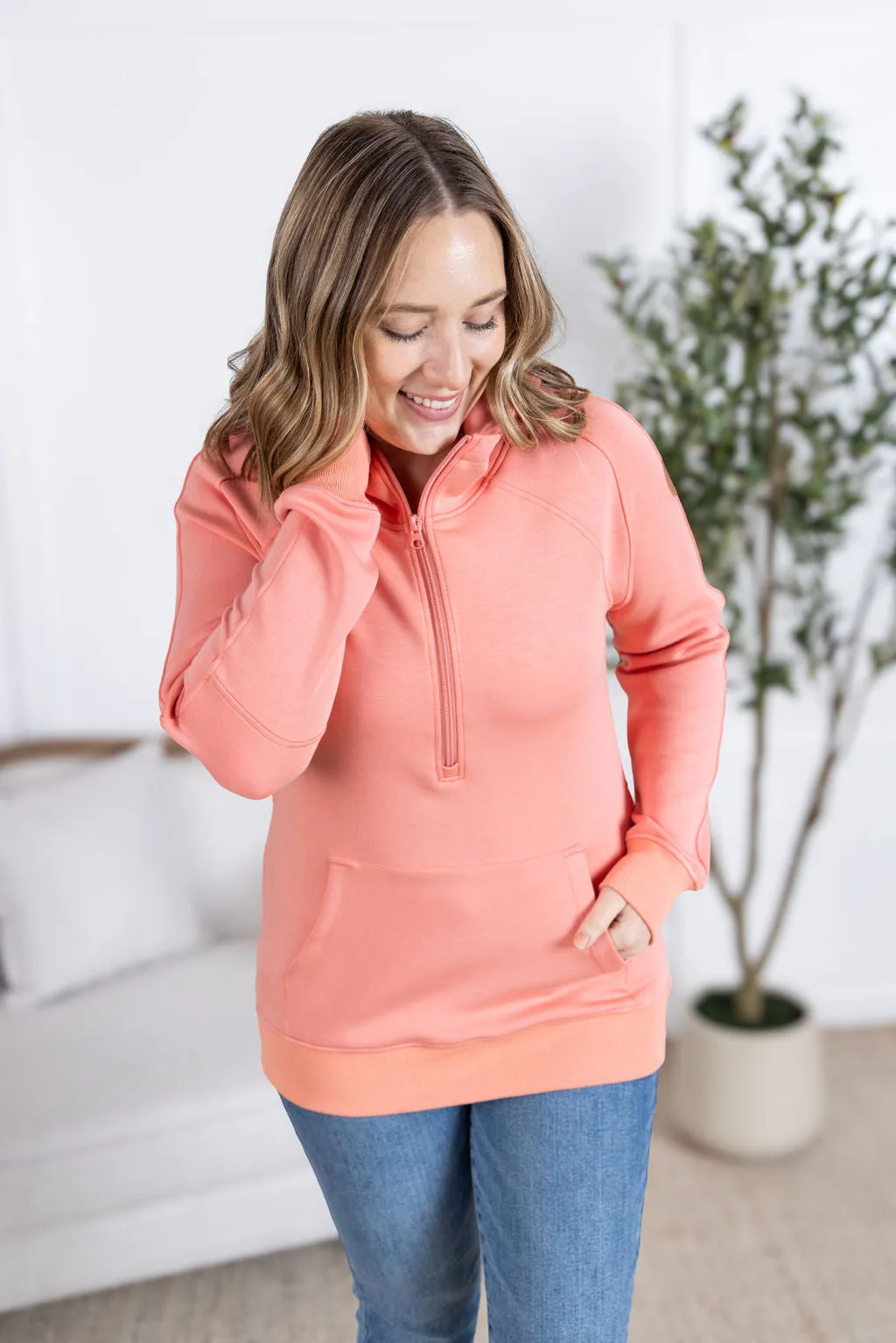 IN PRODUCTION Scuba HalfZip Hoodie - Coral