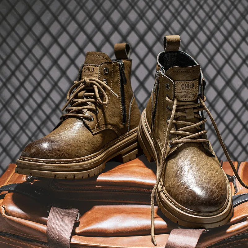 INSTOCK- Men's mid-cut retro trendy men's thick bottom motorcycle