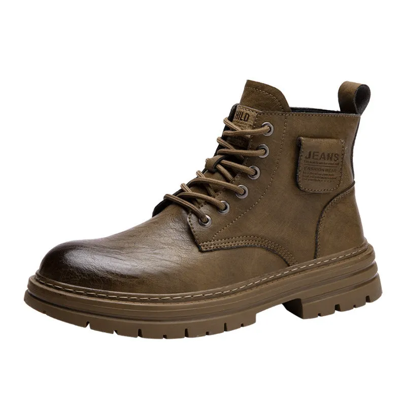 INSTOCK- Men's mid-cut retro trendy men's thick bottom motorcycle