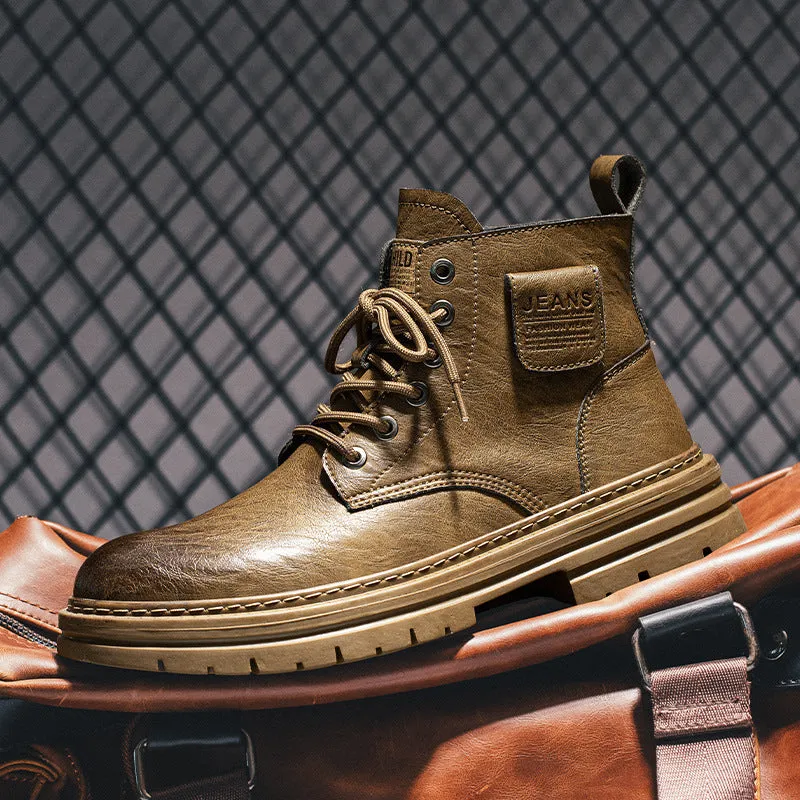 INSTOCK- Men's mid-cut retro trendy men's thick bottom motorcycle