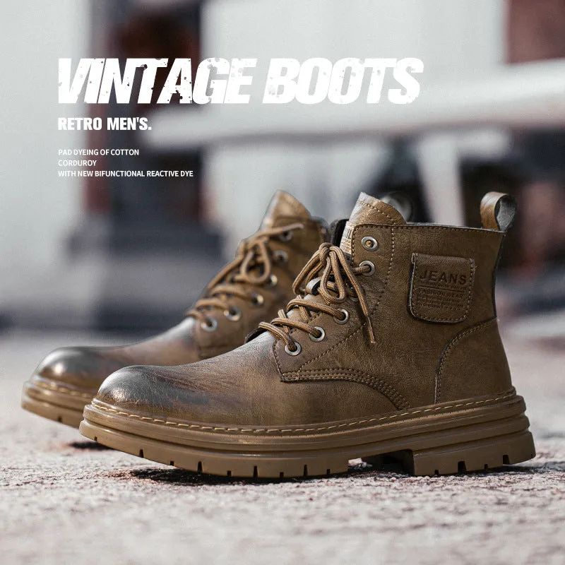 INSTOCK- Men's mid-cut retro trendy men's thick bottom motorcycle