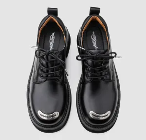 Iron Head Leather Slip-On Loafers