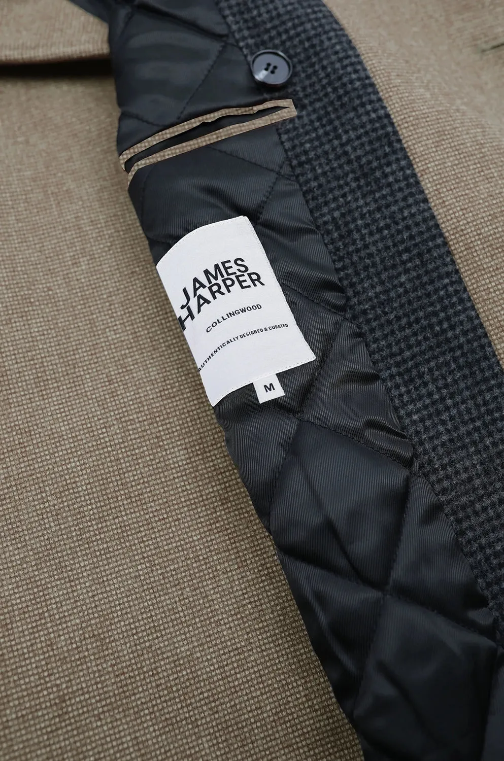 JAMES HARPER MINI CHECK PADDED DOUBLE BREASTED PEACOAT JHJ131