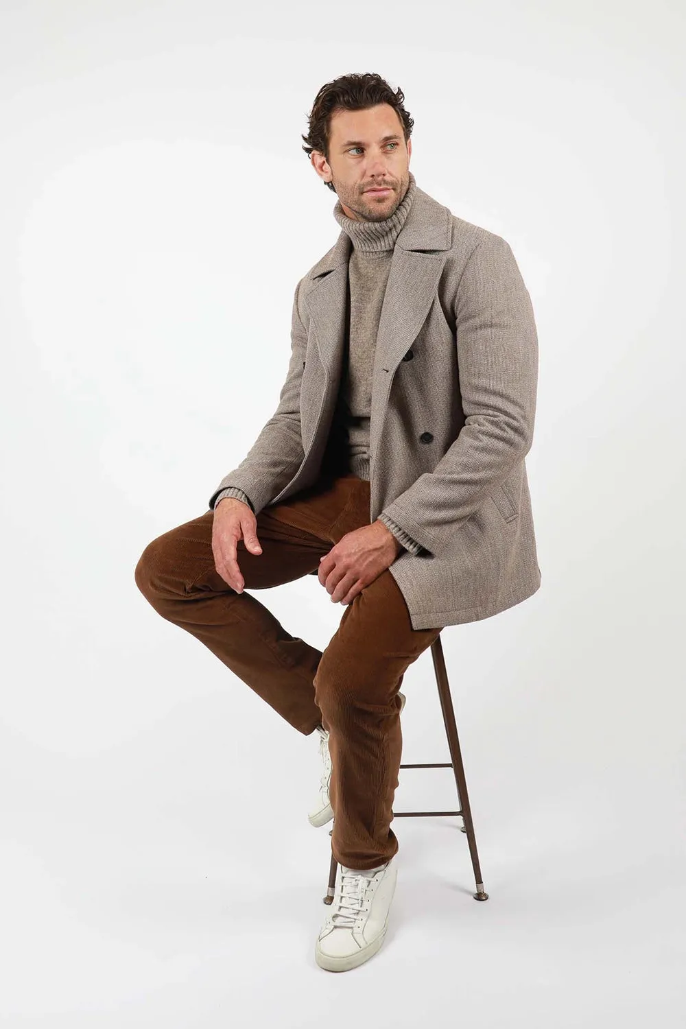 JAMES HARPER MINI CHECK PADDED DOUBLE BREASTED PEACOAT JHJ131