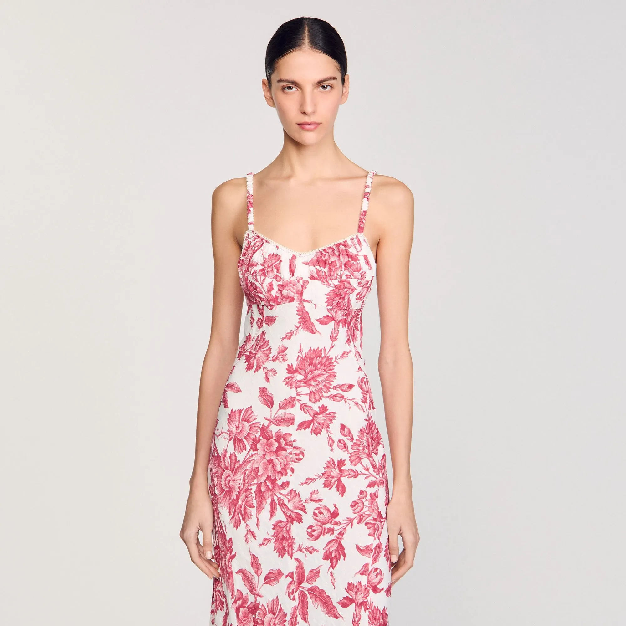 Joselle Floral Print Maxi Dress White / Red