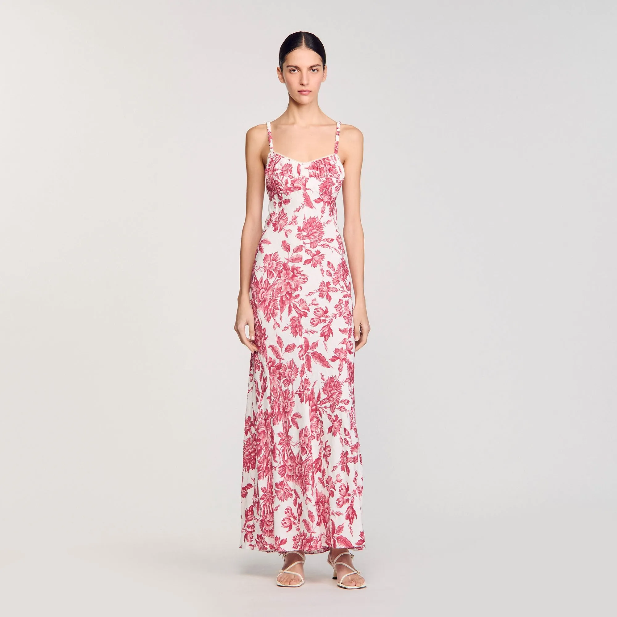 Joselle Floral Print Maxi Dress White / Red