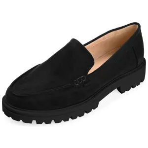 Journee Collection Womens Erika Faux Suede Loafers Black 8.5 Narrow (AA,N)