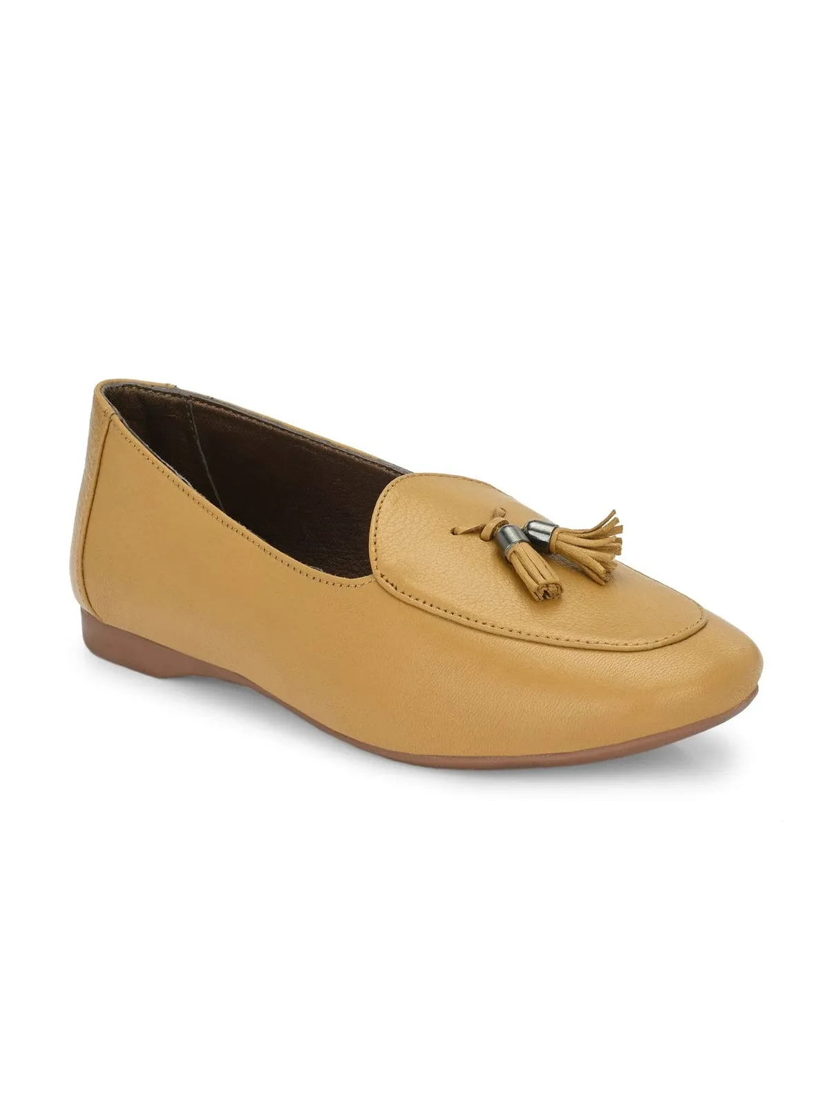 Katie Leather Tassel Yellow Loafers