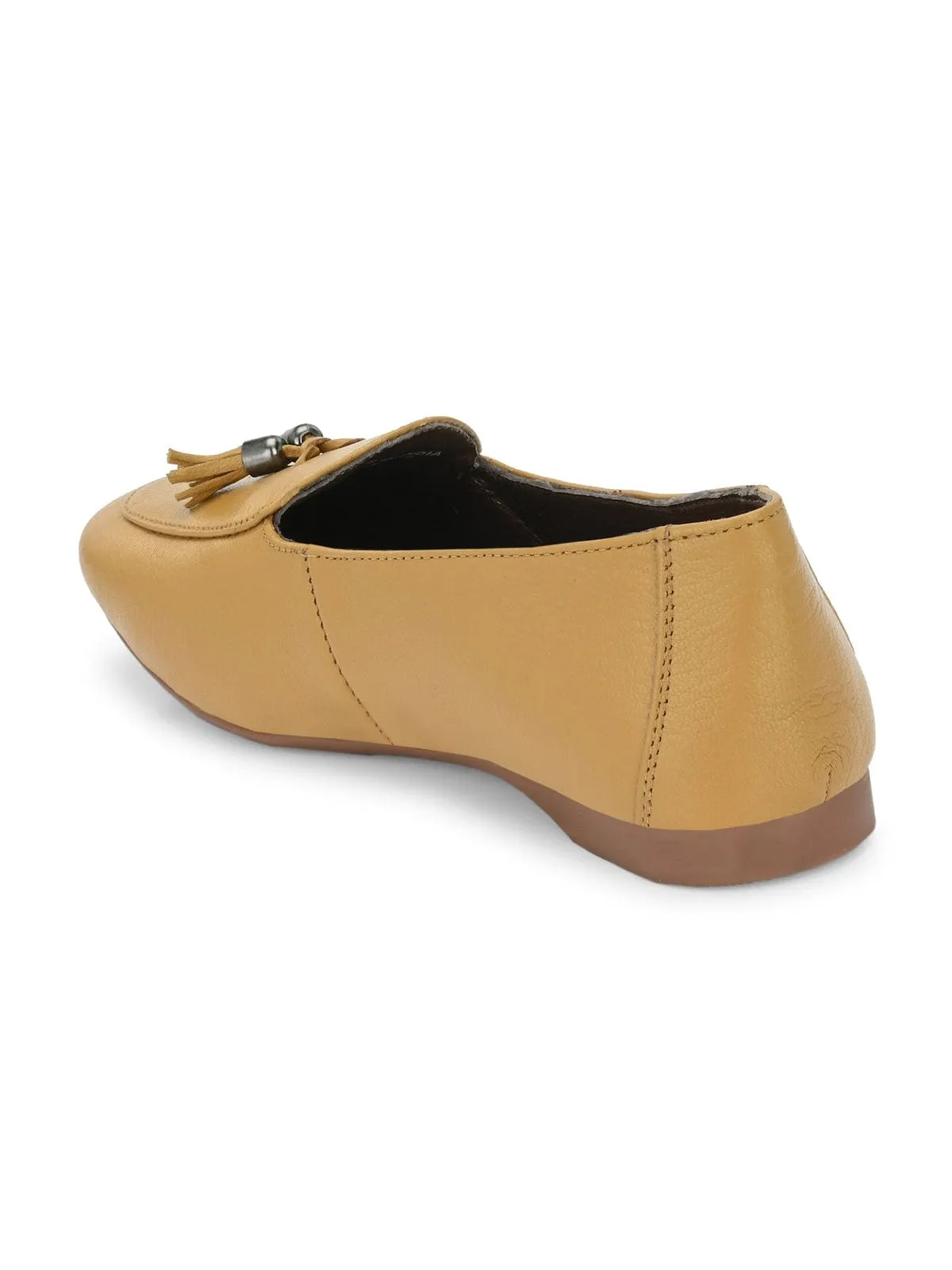 Katie Leather Tassel Yellow Loafers