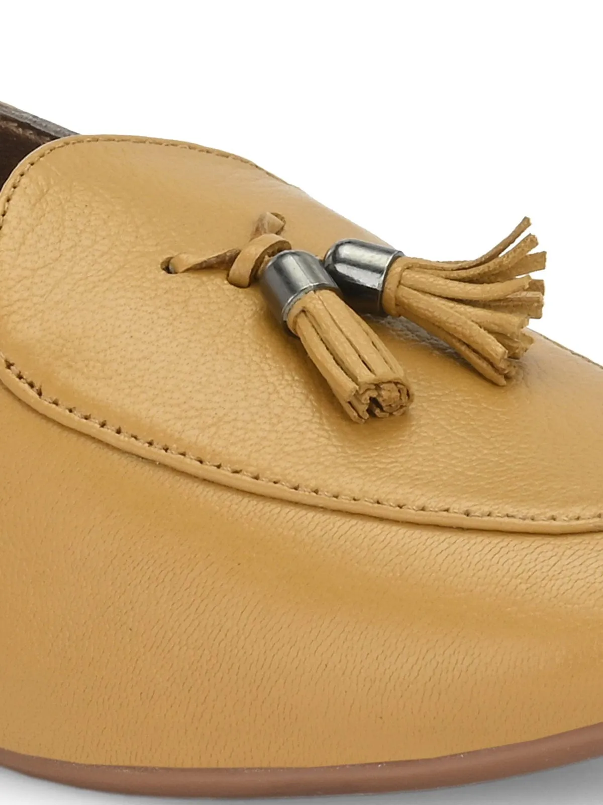 Katie Leather Tassel Yellow Loafers