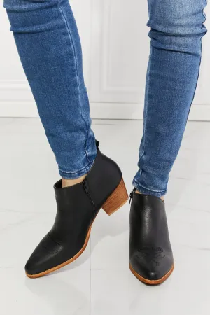 Kiara Embroidered Crossover Cowboy Bootie in Black