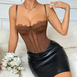 Lace Corset Bustier Spaghetti Strap Tank