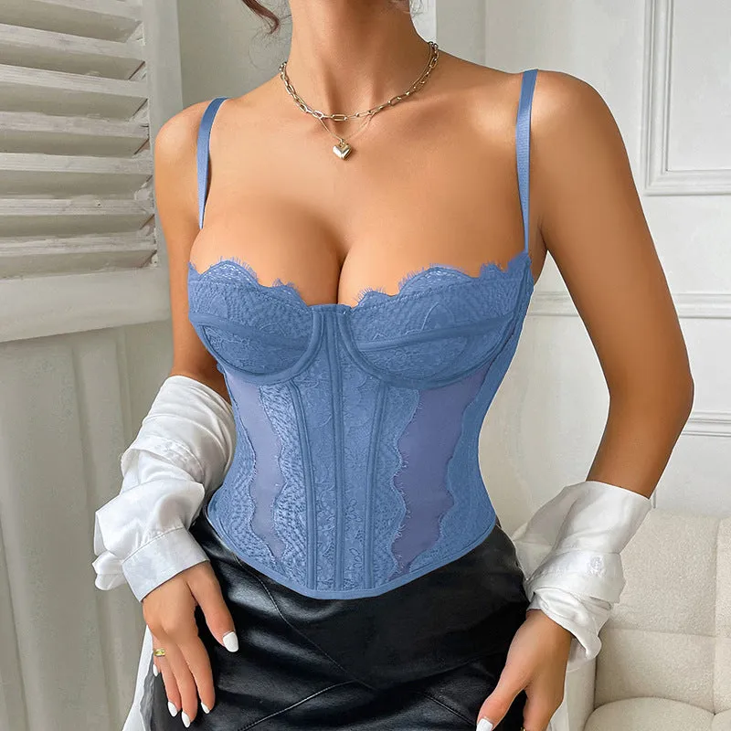 Lace Corset Bustier Spaghetti Strap Tank