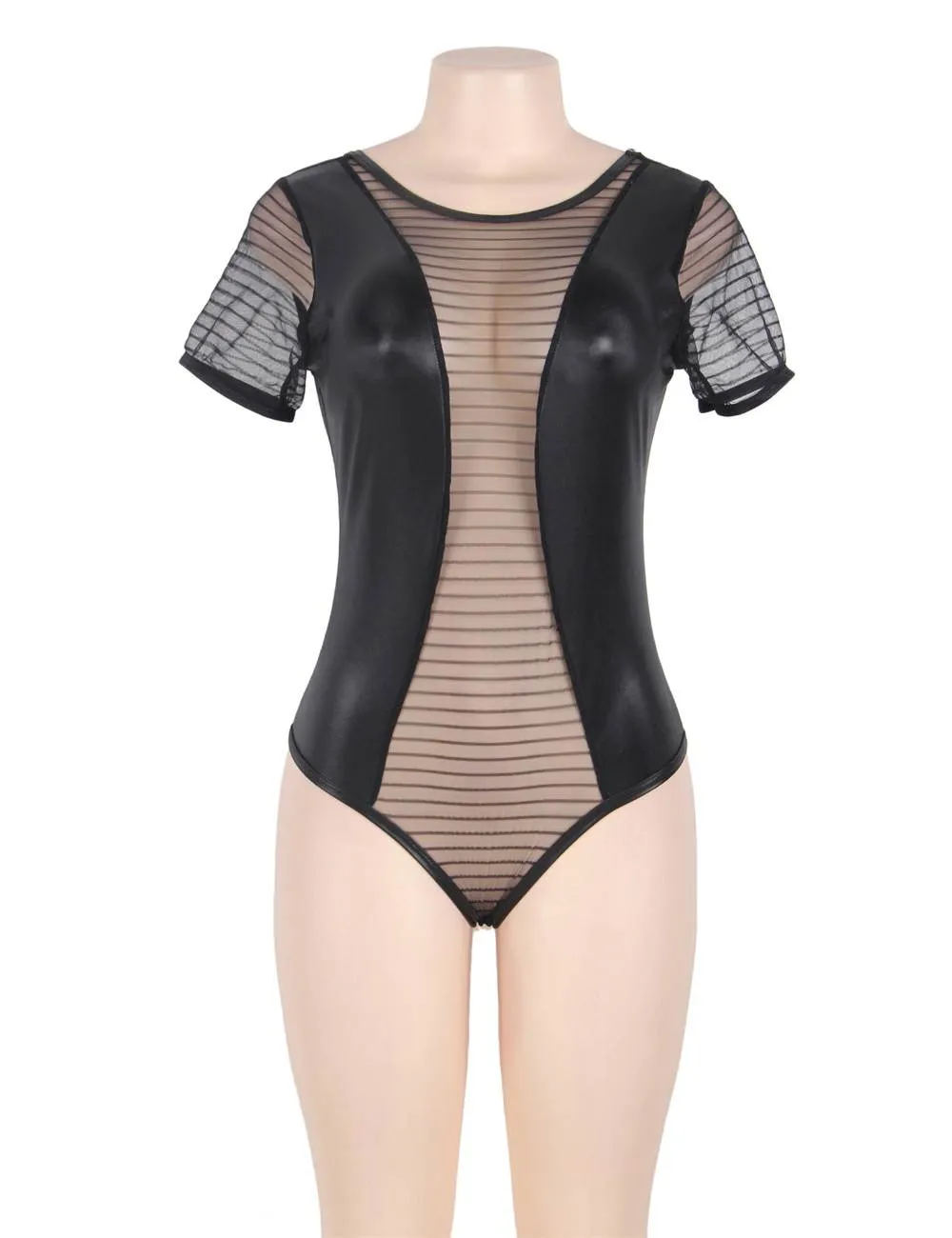 Lace Leather Stitching Teddy WITH FARAWLAYA