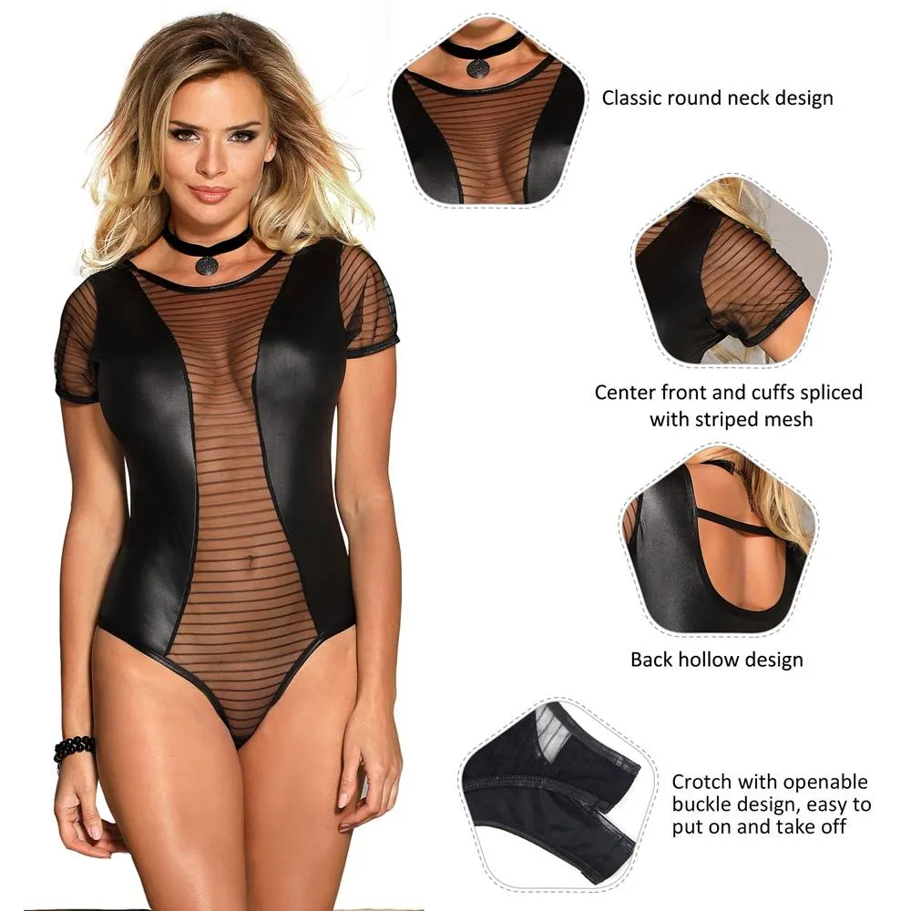 Lace Leather Stitching Teddy WITH FARAWLAYA