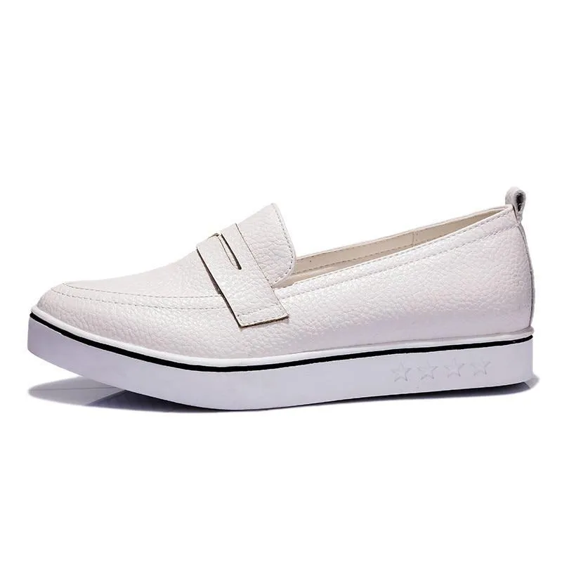 Ladies Casual Pointed Toe Slip-on Platform Loafers