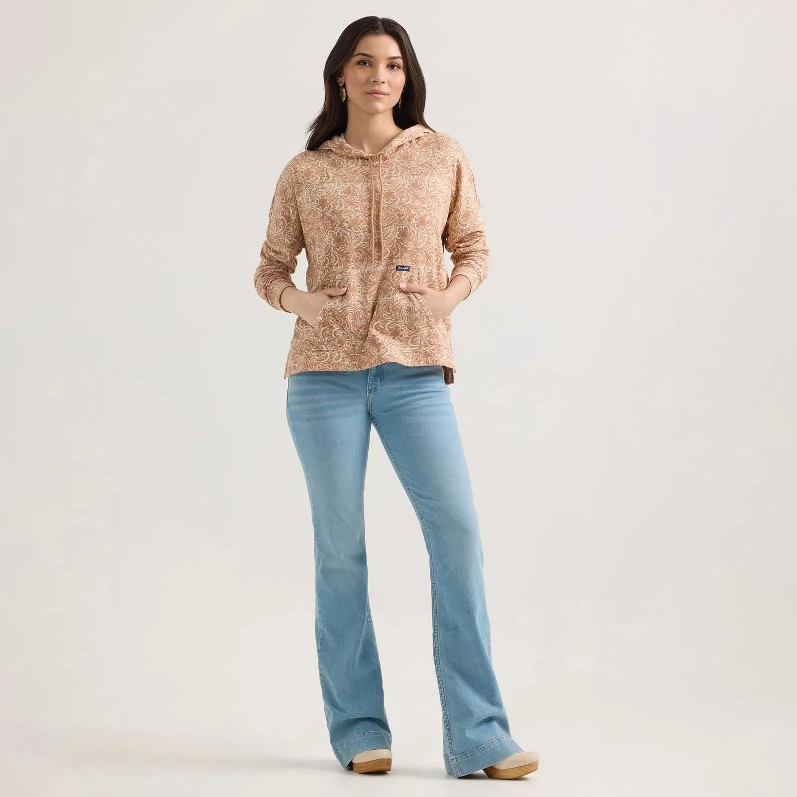 LADIES TAN WRANGLER RETRO PUNCHY HOODIE