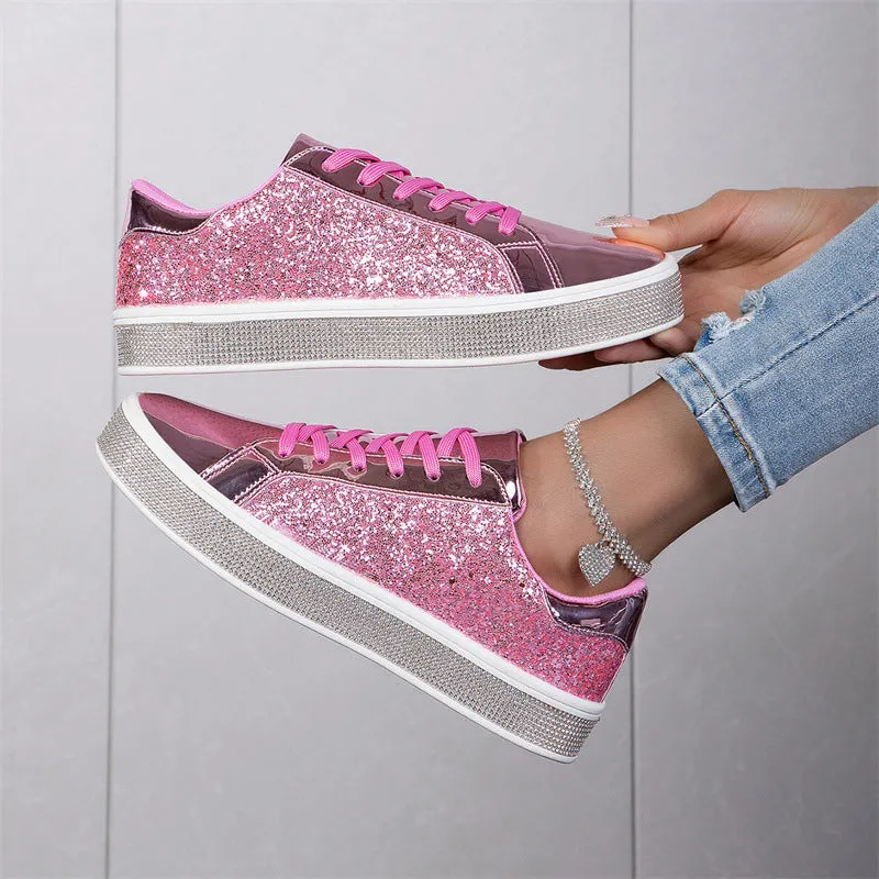 Ladies Trendy Sparkling Low Top Sequin Shoes