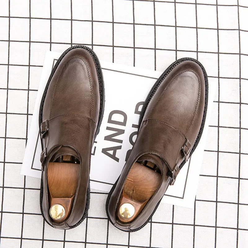 Leather men's shoes  spring and autumn brand business dress brown leather shoes large size 47 non-slip wear-resistant