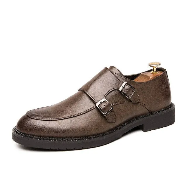 Leather men's shoes  spring and autumn brand business dress brown leather shoes large size 47 non-slip wear-resistant