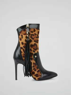 Leopard Print Tassel Boots