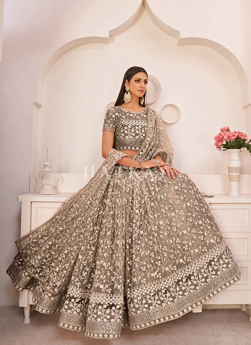 Light Brown Embroidered Lehenga Choli