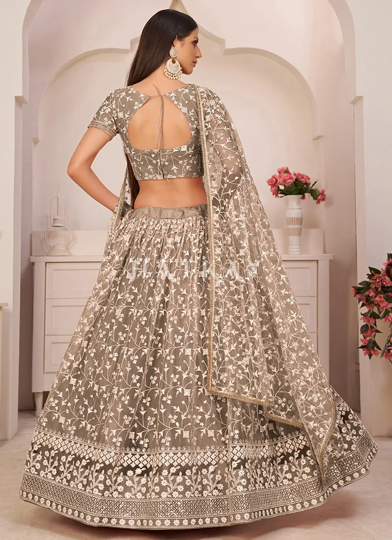 Light Brown Embroidered Lehenga Choli