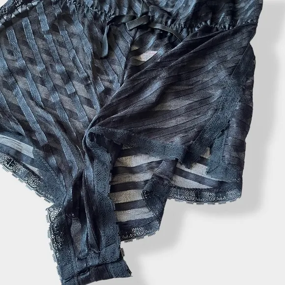 Lily of France Lingerie Romper Vintage 70s Neglige Black Sheer Pet 0/2 USA Made