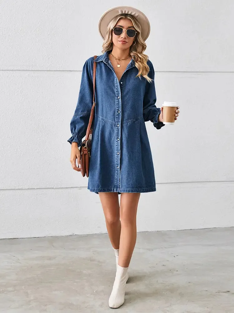 Loose Patchwork Denim Dress
