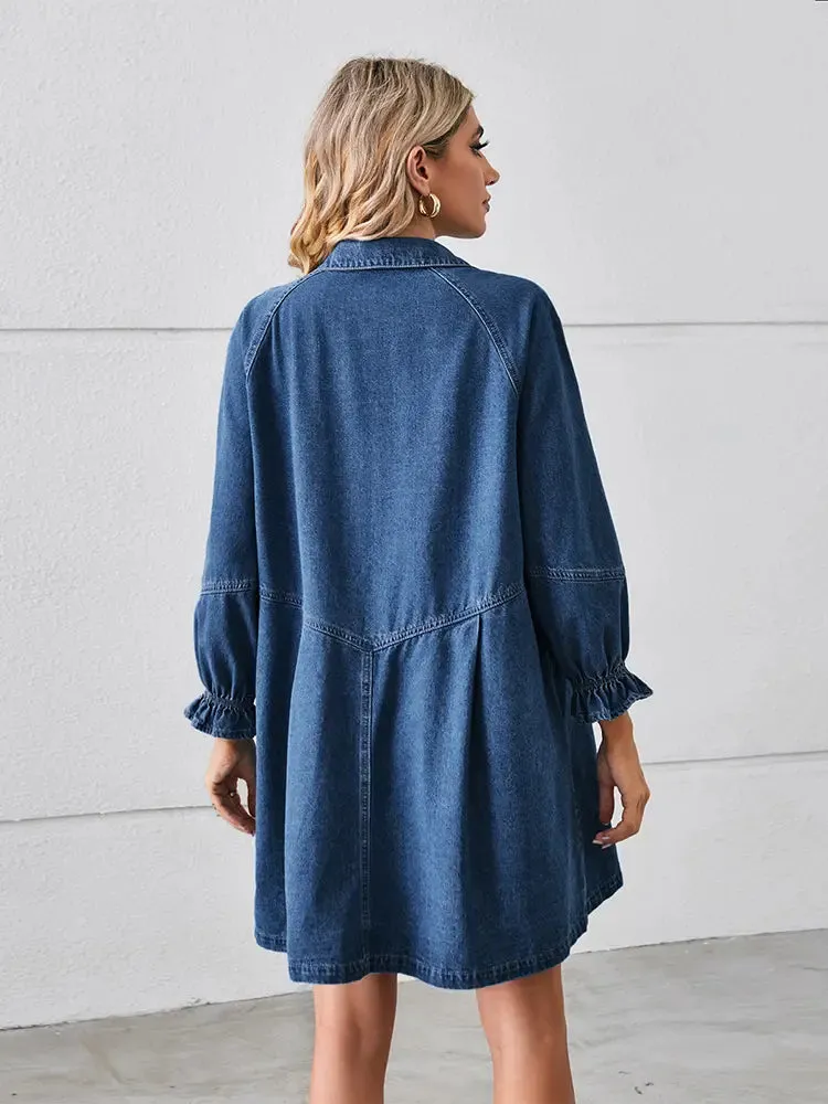 Loose Patchwork Denim Dress