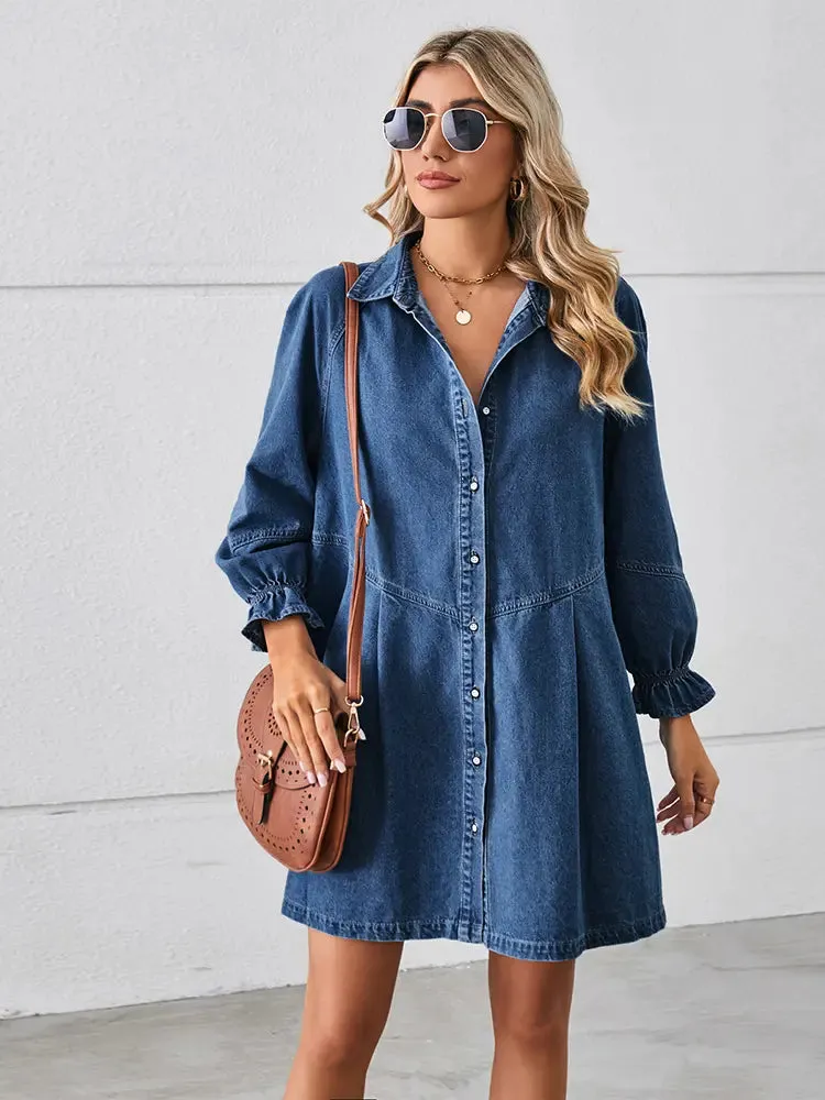 Loose Patchwork Denim Dress
